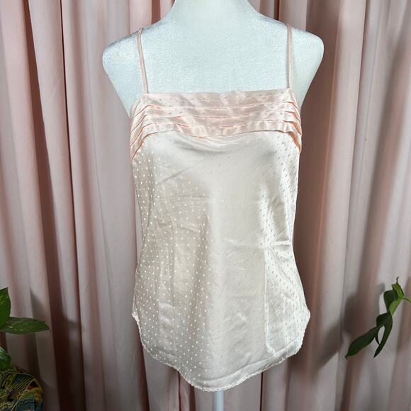 Vintage Indulgence Peach Satin Dot Cami Size 34 USA Made 90s Y2K Lingerie Top - Picture 1 of 12
